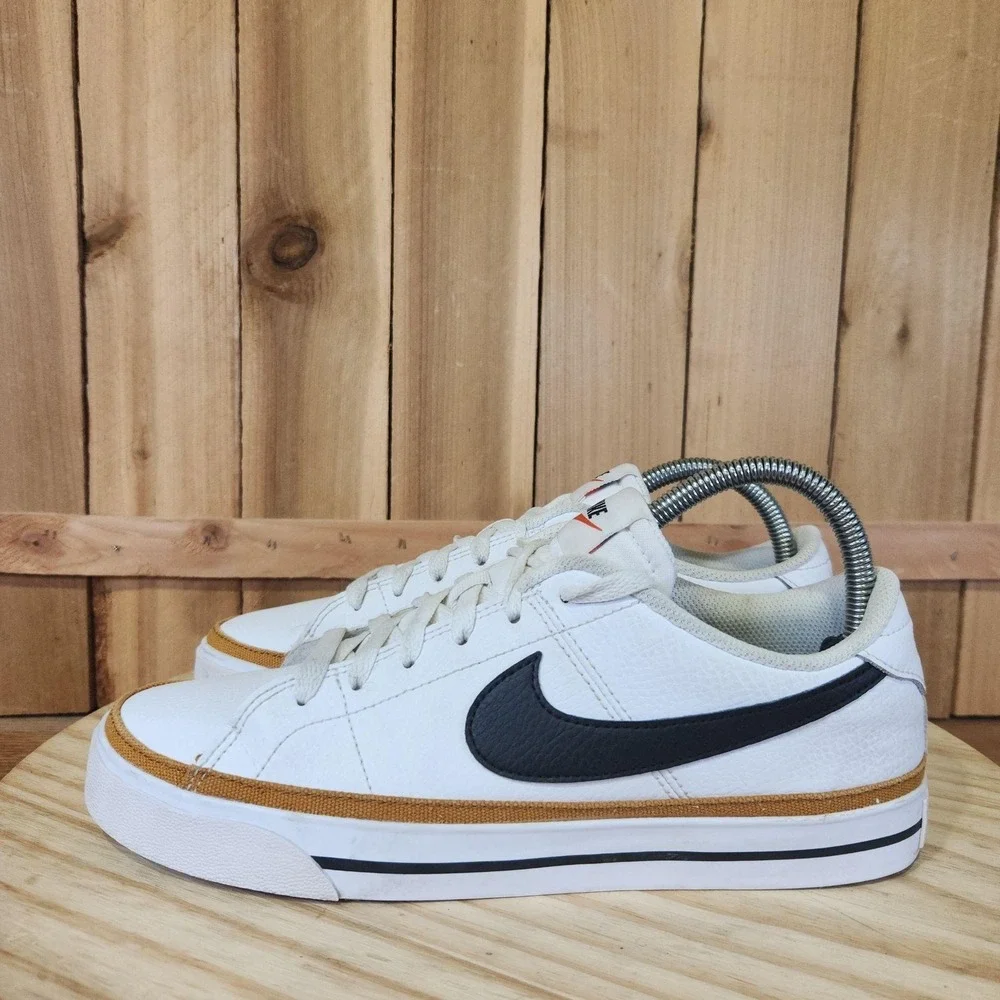 Nike Court Legacy Next Nature Shoes Womens 9 White Black Leather Casual Sneakers